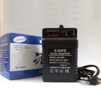 E-Safe AC/DC Adjustable Adapter 1000mA